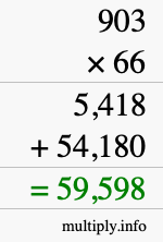 How to calculate 903 times 66 using long multiplication