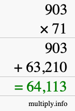 How to calculate 903 times 71 using long multiplication