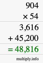 How to calculate 904 times 54 using long multiplication