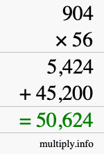 How to calculate 904 times 56 using long multiplication