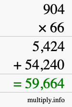 How to calculate 904 times 66 using long multiplication