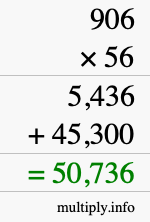 How to calculate 906 times 56 using long multiplication