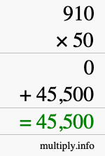 How to calculate 910 times 50 using long multiplication How to calculate 910 times 50 using long multiplication