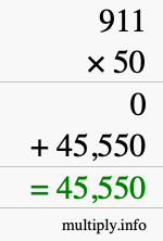 How to calculate 911 times 50 using long multiplication How to calculate 911 times 50 using long multiplication