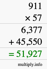 How to calculate 911 times 57 using long multiplication How to calculate 911 times 57 using long multiplication