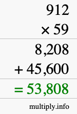 How to calculate 912 times 59 using long multiplication