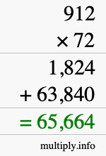 How to calculate 912 times 72 using long multiplication How to calculate 912 times 72 using long multiplication