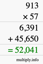 How to calculate 913 times 57 using long multiplication How to calculate 913 times 57 using long multiplication