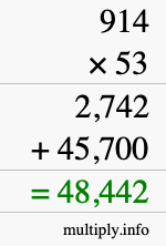 How to calculate 914 times 53 using long multiplication How to calculate 914 times 53 using long multiplication
