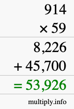 How to calculate 914 times 59 using long multiplication