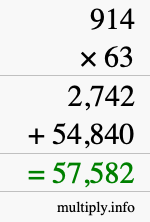 How to calculate 914 times 63 using long multiplication How to calculate 914 times 63 using long multiplication