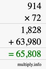 How to calculate 914 times 72 using long multiplication How to calculate 914 times 72 using long multiplication