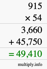 How to calculate 915 times 54 using long multiplication How to calculate 915 times 54 using long multiplication