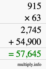 How to calculate 915 times 63 using long multiplication How to calculate 915 times 63 using long multiplication