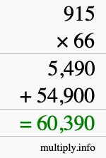 How to calculate 915 times 66 using long multiplication