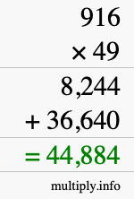 How to calculate 916 times 49 using long multiplication