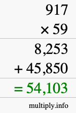How to calculate 917 times 59 using long multiplication