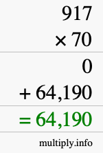 How to calculate 917 times 70 using long multiplication
