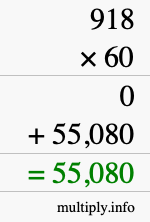 How to calculate 918 times 60 using long multiplication