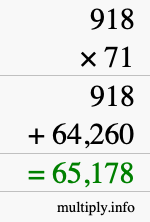 How to calculate 918 times 71 using long multiplication
