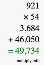 How to calculate 921 times 54 using long multiplication How to calculate 921 times 54 using long multiplication