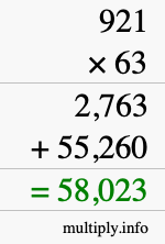 How to calculate 921 times 63 using long multiplication How to calculate 921 times 63 using long multiplication