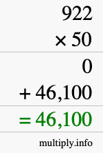 How to calculate 922 times 50 using long multiplication How to calculate 922 times 50 using long multiplication