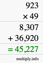 How to calculate 923 times 49 using long multiplication