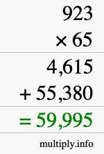 How to calculate 923 times 65 using long multiplication How to calculate 923 times 65 using long multiplication