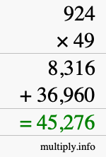 How to calculate 924 times 49 using long multiplication