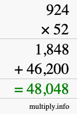 How to calculate 924 times 52 using long multiplication How to calculate 924 times 52 using long multiplication