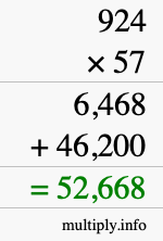 How to calculate 924 times 57 using long multiplication