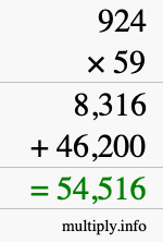 How to calculate 924 times 59 using long multiplication