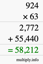 How to calculate 924 times 63 using long multiplication How to calculate 924 times 63 using long multiplication