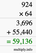 How to calculate 924 times 64 using long multiplication