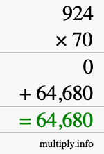 How to calculate 924 times 70 using long multiplication