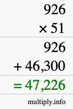 How to calculate 926 times 51 using long multiplication