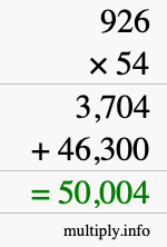 How to calculate 926 times 54 using long multiplication How to calculate 926 times 54 using long multiplication