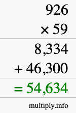 How to calculate 926 times 59 using long multiplication