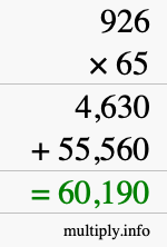 How to calculate 926 times 65 using long multiplication How to calculate 926 times 65 using long multiplication