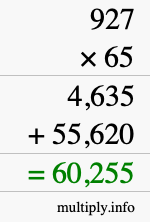 How to calculate 927 times 65 using long multiplication How to calculate 927 times 65 using long multiplication