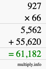 How to calculate 927 times 66 using long multiplication