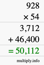 How to calculate 928 times 54 using long multiplication How to calculate 928 times 54 using long multiplication
