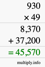 How to calculate 930 times 49 using long multiplication