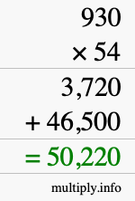 How to calculate 930 times 54 using long multiplication How to calculate 930 times 54 using long multiplication