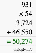 How to calculate 931 times 54 using long multiplication How to calculate 931 times 54 using long multiplication