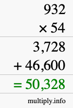 How to calculate 932 times 54 using long multiplication How to calculate 932 times 54 using long multiplication