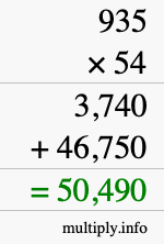 How to calculate 935 times 54 using long multiplication How to calculate 935 times 54 using long multiplication