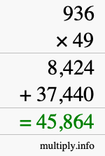 How to calculate 936 times 49 using long multiplication