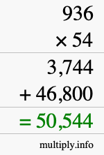 How to calculate 936 times 54 using long multiplication How to calculate 936 times 54 using long multiplication